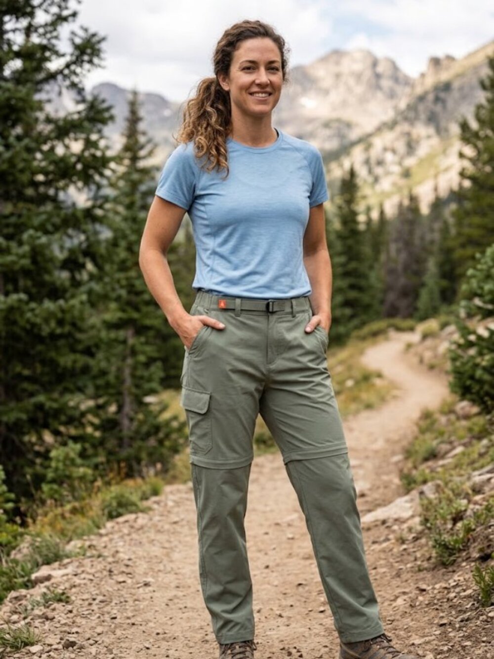 American Outdoorsman Women's Convertible Trail Pants Olive Green Green UPF Sz L